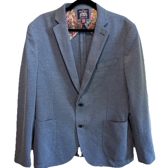 Savile Row Other - Savile Row Company Blue Casual Blazer 44R Floral Lining Cotton Sport Coat